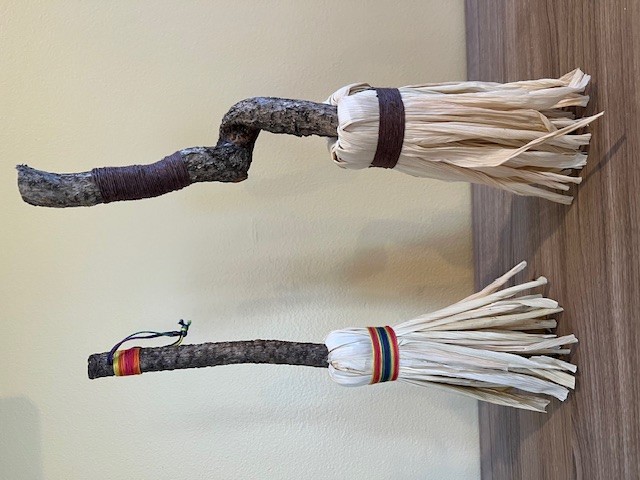 Corn husk whisk brooms with bittersweet handles