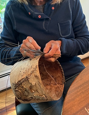 Adding pine needle edge to large cannister