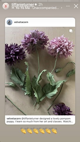 Flowers made for Tiffanie Turnerâ€™s pompom poppy class