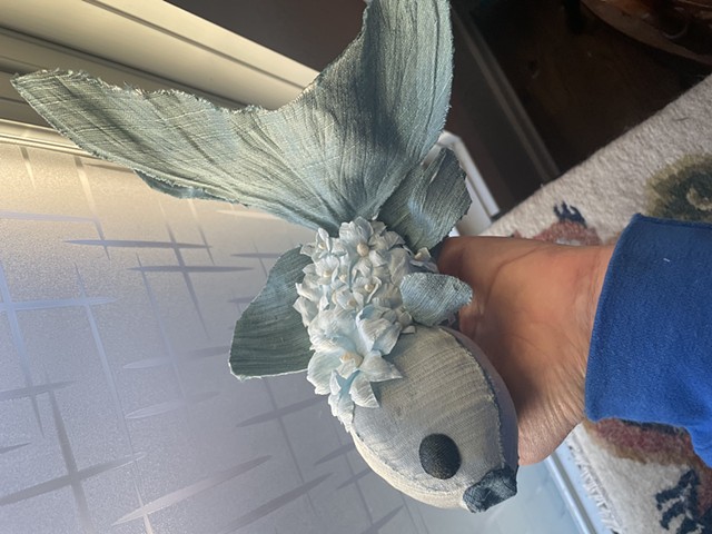 Goldfish Myosotis, silk, crepe paper