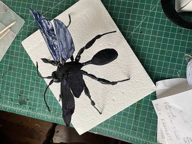 Great Nlack Wasp, silk, paper