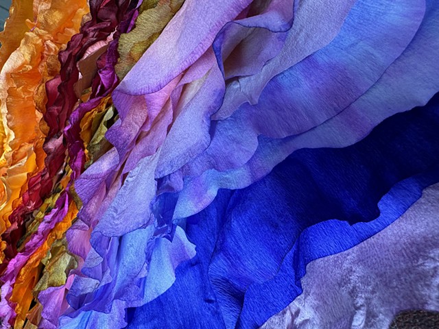 Hand dyed doublet crepe paper for poppy class