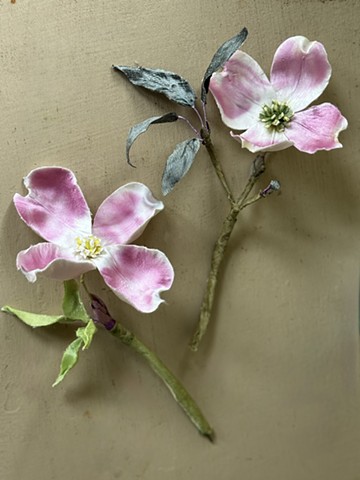 Pink dogwood, color study, hand painted silk