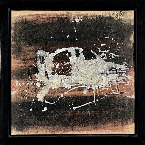 Dry pigments on canvas, wood panels, framed.