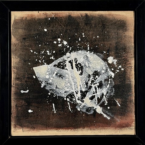 Luminous are a series of six paintings canvas on wood panels framed in black.