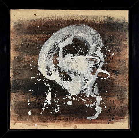 Dry pigments on canvas, wood panels, framed.