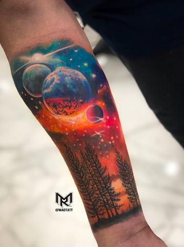 Galaxy Forest Tattoo