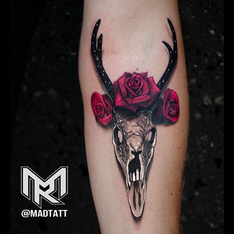 Deer Skull and Roses