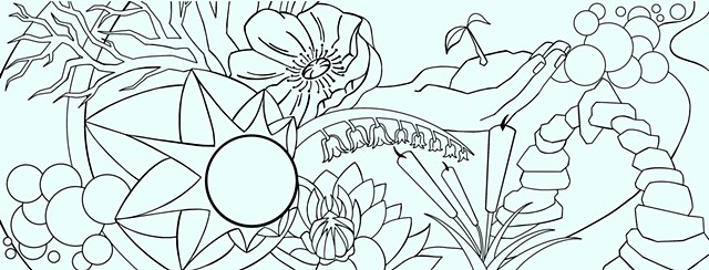 Online Lineart of the Final Design of the "Between Words" Mural 