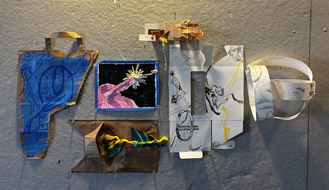 drawings inspired by found object sculpture