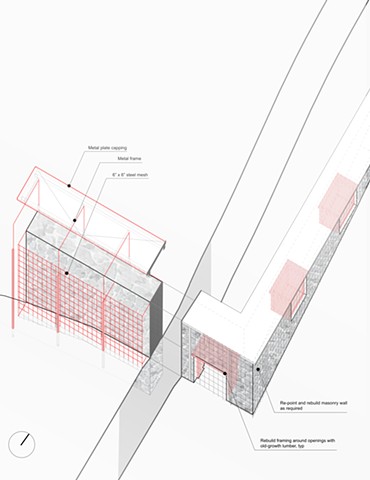 Axonometric showing assembly of metal skin