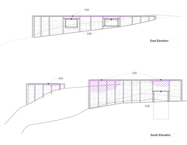 Proposed elevations of mill ruins
