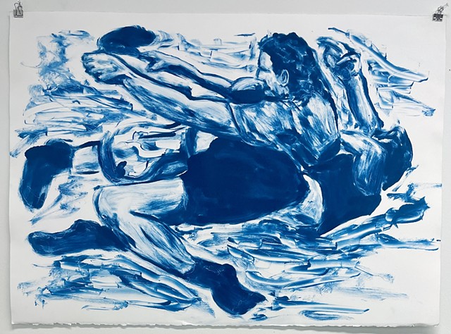 sock wrestling study #4 - blue