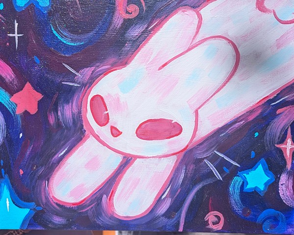 Abstract Critter Paintings of 2026, Using Old Canvases Challenge