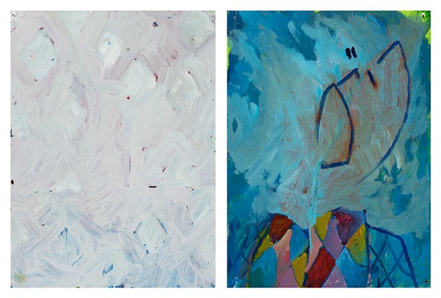 Harlequin Diptych 1997 acrylic on stonehenge 30in x 46in