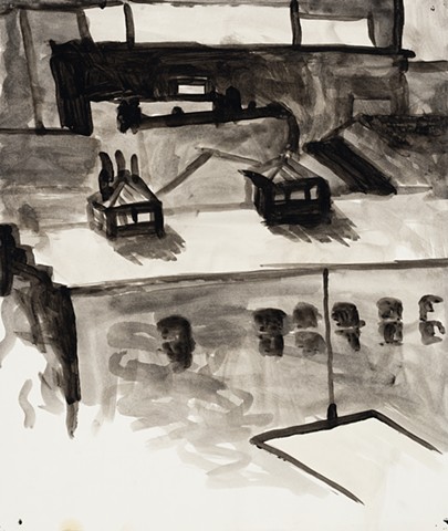 Baltimore Cityscape 2000 ink on paper 17in x 13in