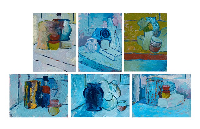 Winter still lives 1999 acrylic on Stonehenge 54in x 94in