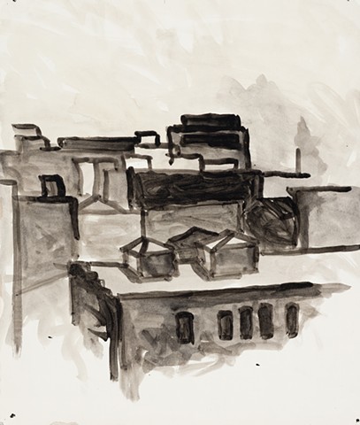 Baltimore Cityscape 2000 ink on paper 17in x 13in