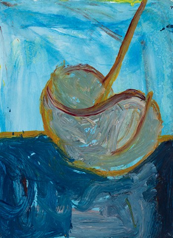 Boat, Fish, Island studies 1999 acrylic on paper 14in x 10.5in