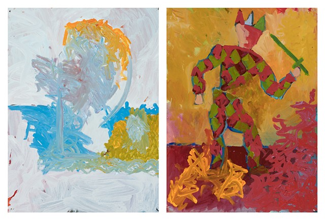 Harlequin Diptych 1997 acrylic on stonehenge 30in x 46in