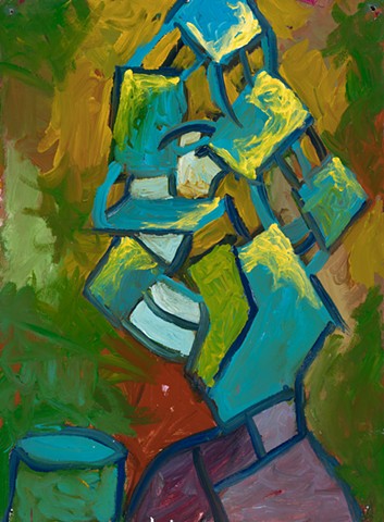 Woman with Vase 1998 acrylic on stonehenge 30in x 22in