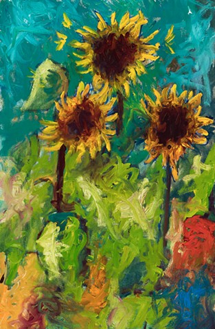 Sunflowers 2001 oil on canvas 36in x 24in