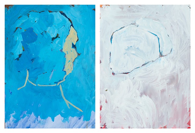 Harlequin Diptych 1997 acrylic on stonehenge 30in x 46in