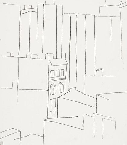Baltimore Cityscape 2000 graphite on paper 17in x 15in