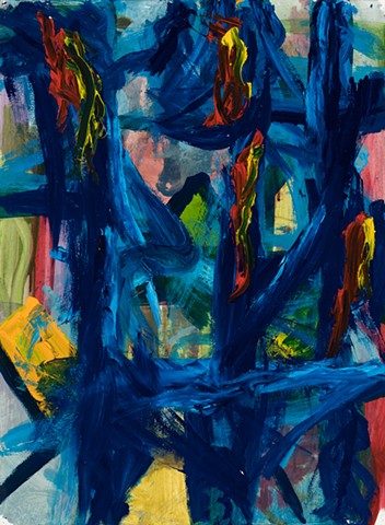 Before and After hell acrylic on Stonehenge 30in x 22in