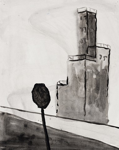 Baltimore Cityscape 2000 ink on paper 17in x 13in