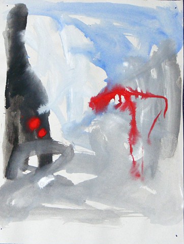 Jodi RC Bottle Cap Bldg Baltimore 2005 ink on paper 14in x 10.5in