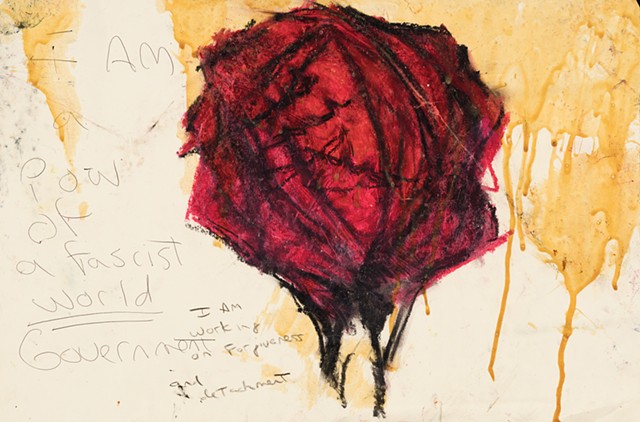 The Rose 2010 oil pastel, glue, pen on paper 12in x 18 in approx