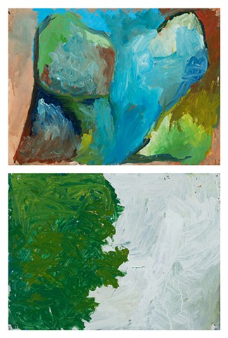 Harlequin Diptych 1997 acrylic on stonehenge 46in x 30in