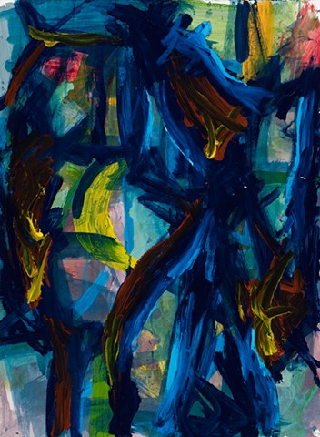 Before and After hell acrylic on Stonehenge 30in x 22in