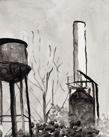 Baltimore Cityscape 2000 ink on paper 17in x 13in