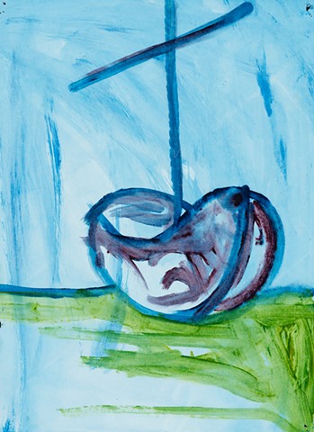 Boat, Fish, Island studies 1999 acrylic on paper 14in x 10.5in