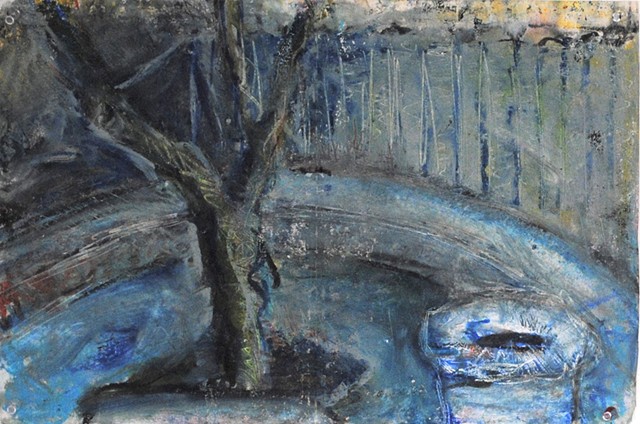 Psych Ward Courtyard Vero Beach 2011 oil pastel on paper  8.5in x 11in approx