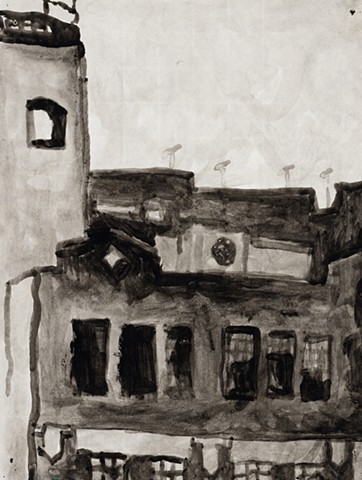 Baltimore Cityscape 2000 ink on paper 14in x 10in