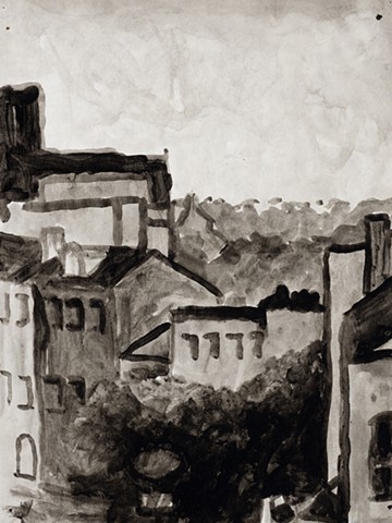 Baltimore Cityscape 2000 ink on paper 14in x 10in