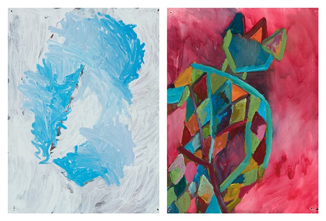 Harlequin Diptych 1997 acrylic on stonehenge 30in x 46in