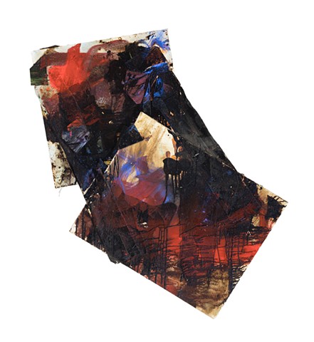 Franz Kline 2004 oil, dry pigment, roof tar, stained glass 52in x 40in longest to widest