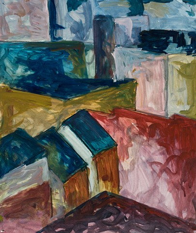 Baltimore Cityscape 2000 acrylic on paper 17in x 13in