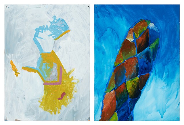 Harlequin Diptych 1997 acrylic on stonehenge 30in x 46in