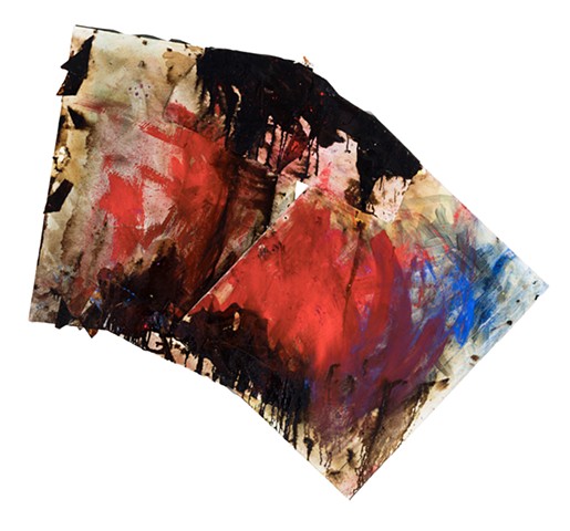 Franz Kline 2004 oil, dry pigment, roof tar, stained glass 67in x 45in longest to widest