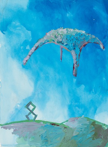 Spitirtual Landscape 1998 Acrylic on stonehenge 30in x 22in