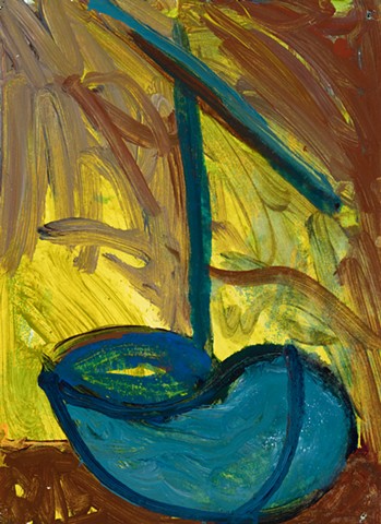 Boat, Fish, Island studies 1999 acrylic on paper 14in x 10.5in