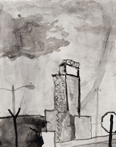 Baltimore Cityscape 2000 ink on paper 17in x 13in