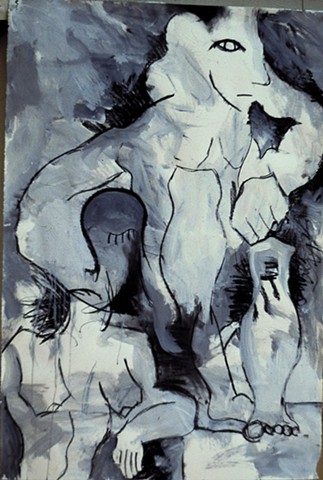 Figures 1989 charcoal acrylic on paper  36in x 24in approx. 