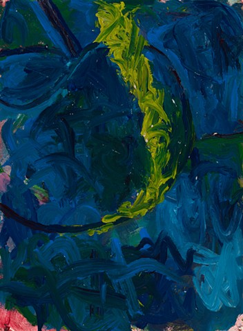 Boat, Fish, Island 1999 acrylic on stonehenge 30in x 22