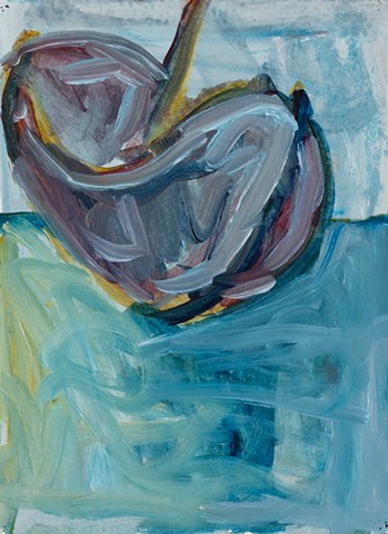 Boat, Fish, Island studies 1999 acrylic on paper 14in x 10.5in